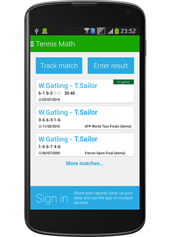 Smaak kaping als je kunt Tennis Math: score keeper and statistics tracker